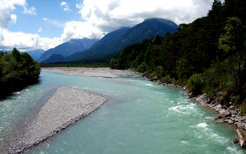 Foto vom Fluss Lech nach Südwesten zu